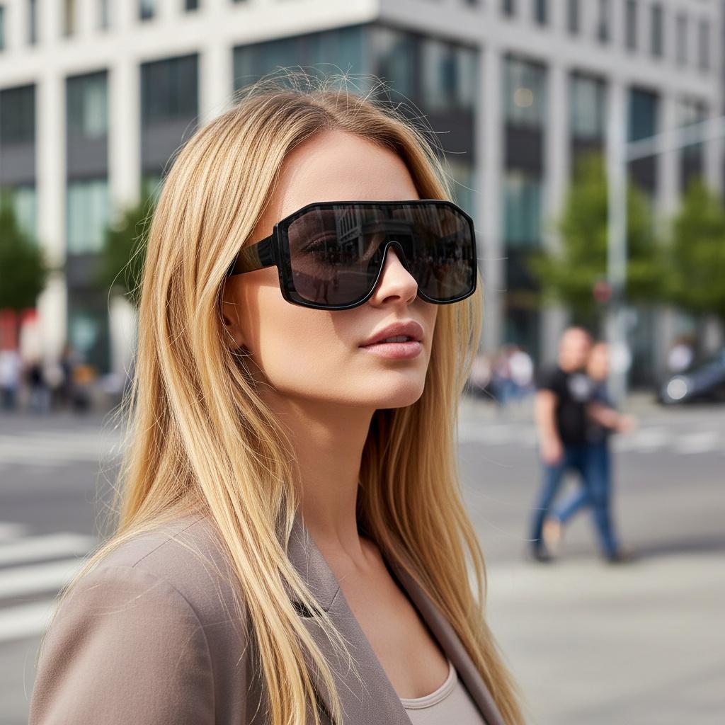 New Style Large-frame One-piece Sunglasses For Fashionable Street Photography Trendy Sunglasses With an Instagram Vibe For Women