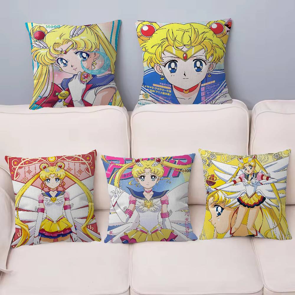 Lovely S-Sailor M-Moon Pillow Gift Home Office Decoration Bedroom Sofa Car Cushion Cover Case 45X45