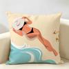 Summer Surfing Ins Art Cushion Cover Natural Linen Organic Fabric DoubleSided Printing Room Sofa Decor Pillow Case