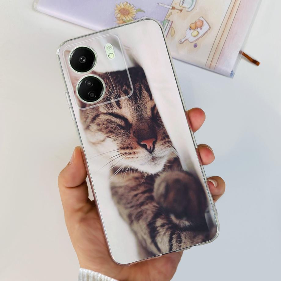 For Xiaomi Poco C65 Case for PocoC65 Silicone Funda Para Capa Coque Soft Phone Cases Back Cover Marble Flower Pattern Shockproof