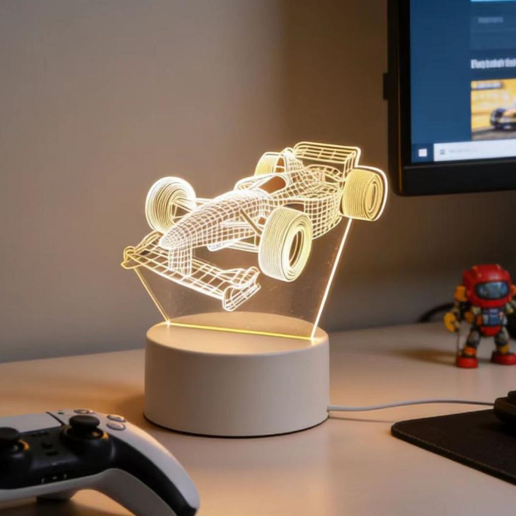 3D racing pattern night light, atmosphere decoration light, USB desk lamp, soft sleep light, gift light