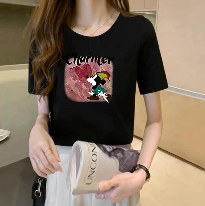 

Pure cotton loose short-sleeved t-shirt women s 2025 summer new loose printing design sense niche ins top tide XXXL