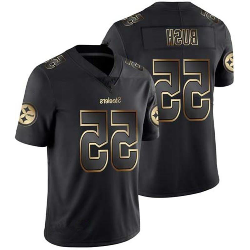 Pittsburgh Steelers NFL Football Jersey Mens Cotton Blend Team Uniform 90 Watt 30 Conner 55 Bush 19 Smith-Schuster Black Gold