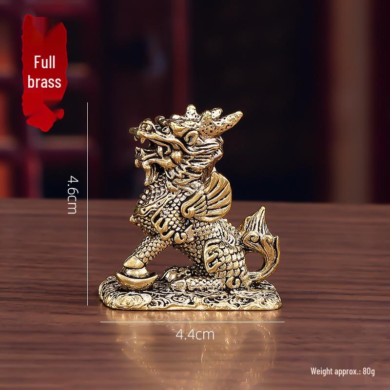 Pure Brass Qilin Ornaments Pair - Auspicious Home & Office Decor