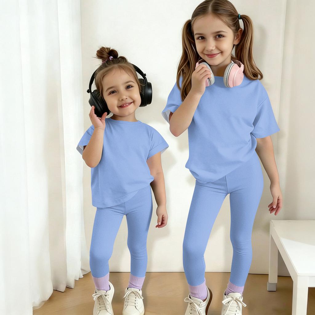 Boys And Girls Set Kids Casual Short Sleeve Top And Long Pants Set
