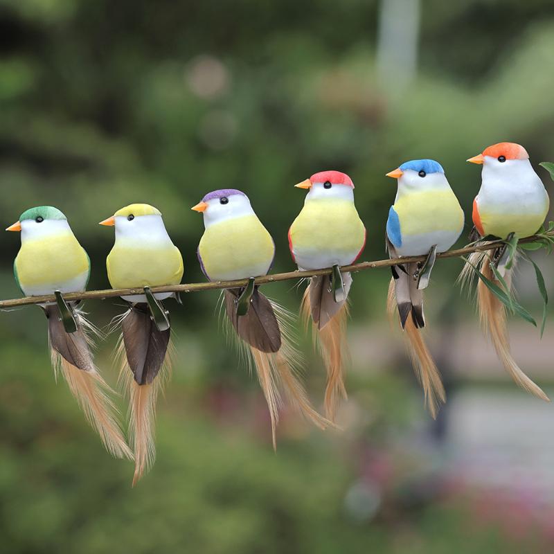 6Pcs Simulation Feather Birds Models Fake Foam Animal Artificial Birds Diy Wedding Home Garden Ornament Decoration
