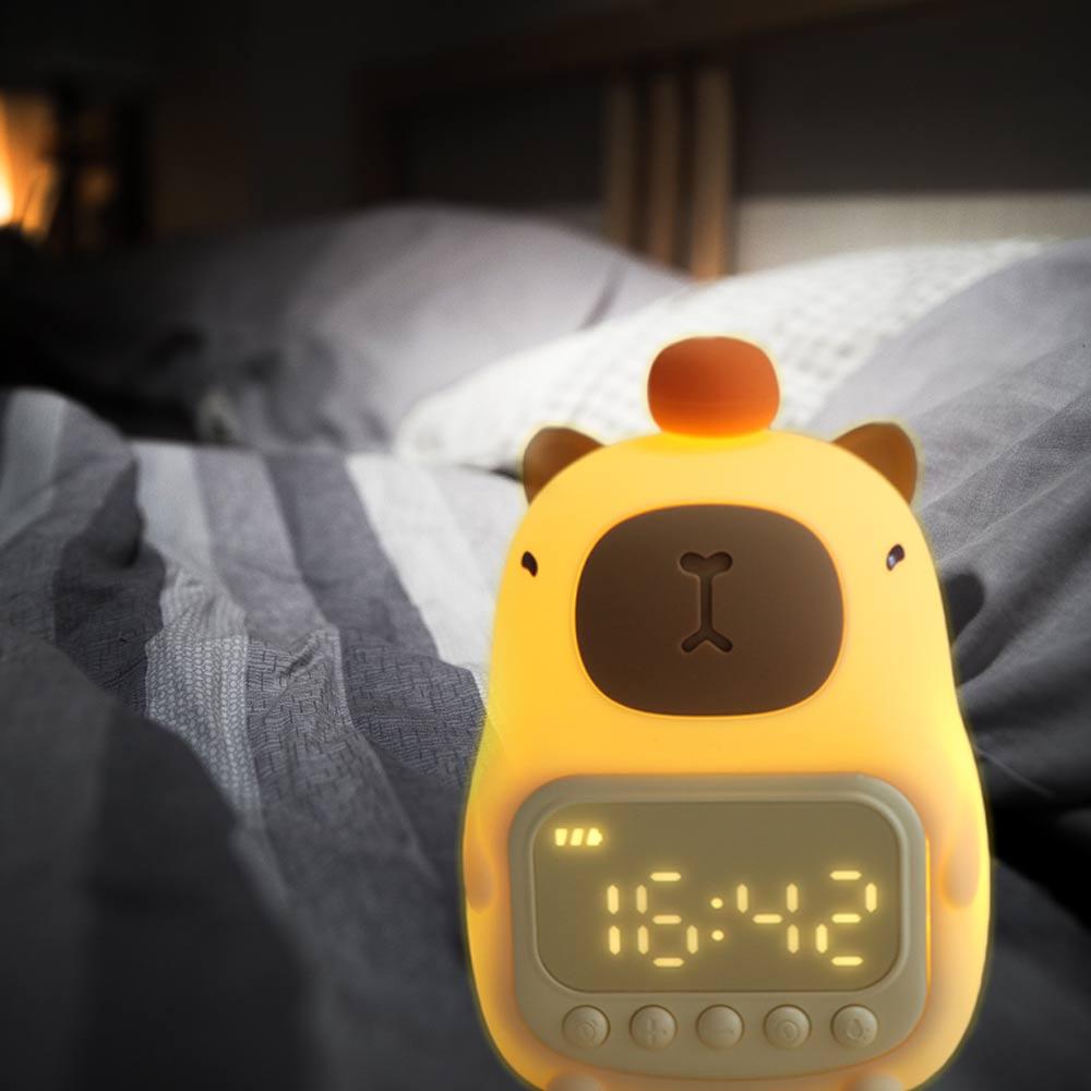 Charging Capybara Night Light Capybara Shape Bedside LED Clock Capybara Alarm Clock  Bedroom
