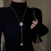 Snowflake Necklace Rotating Rhinestone Tassel Necklace Snow Flower Adjustable Long Sweater Chain For Women Jewelry