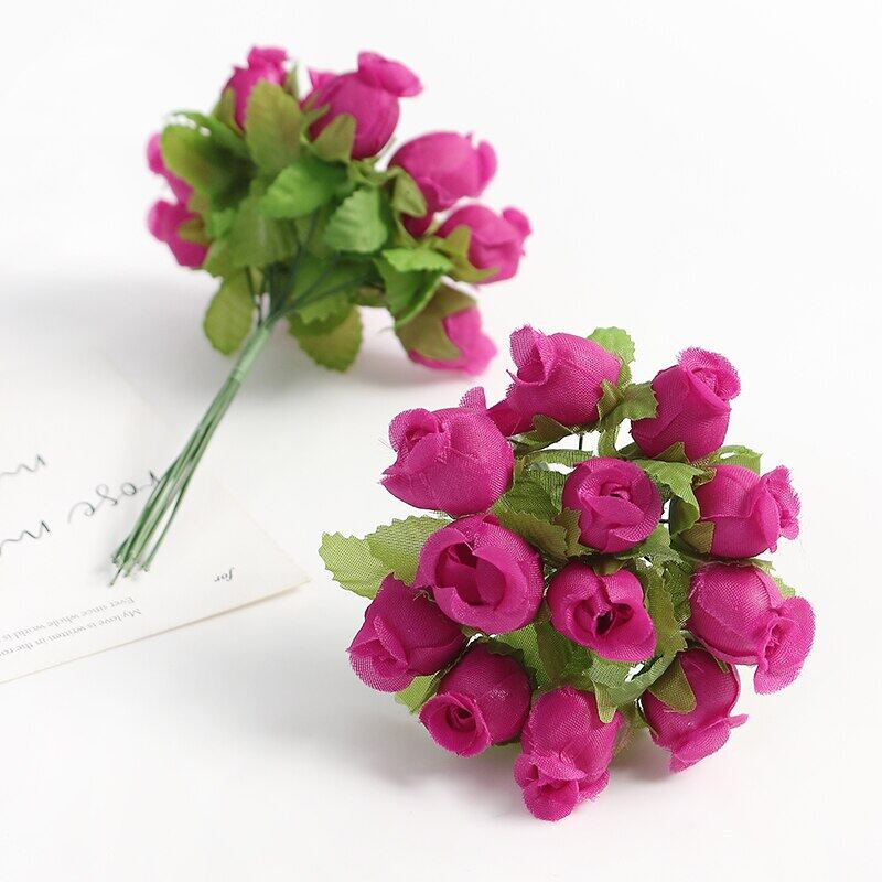 12/36/72/144PCS Rose Artificial Flowers Bouquet Fake Flowers for Home Decor Christmas Party Wedding Decoration Wreath Accessory