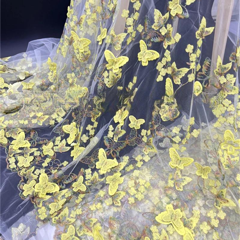 3D Hand-embroidered Cloth for Wedding Fabric Butterfly Embroidery Fabric DIY  for Dress Water-soluble Mesh Embroidery Lace