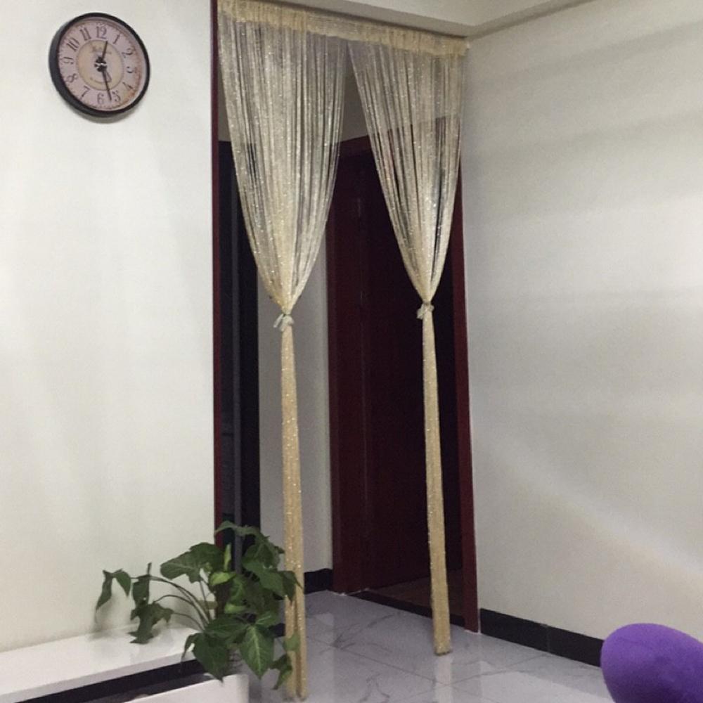 Cortina de cordão para porta, cortina com borlas brilhantes, divisória para janela, cortina com cordão para decoração de sala de estar e festa