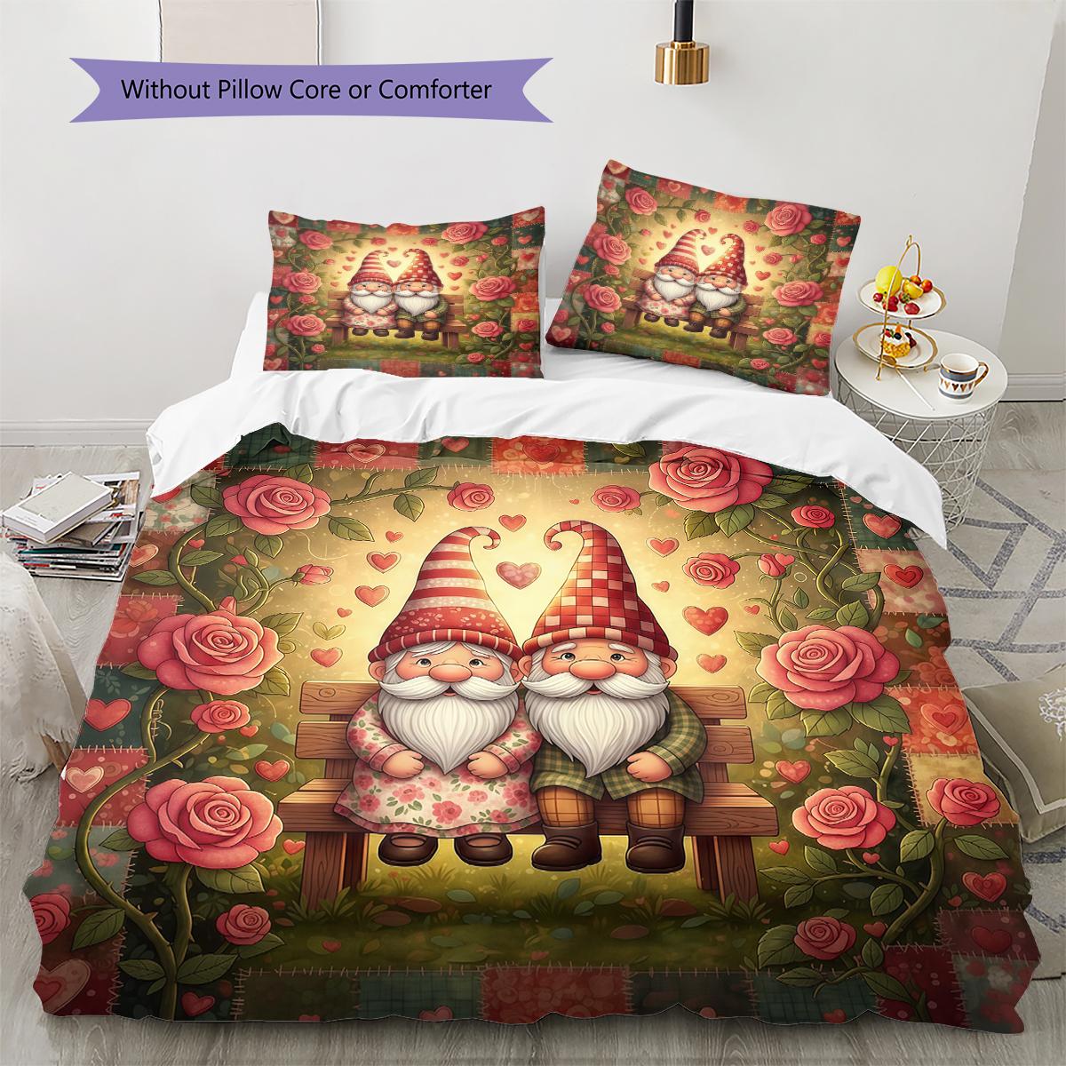 

Valentine s Day Pattern Bedding Quilt Cover Pillowcase Home Decoration Birthday Gift (1 * duvet cover + 2 * pillowcase, without core) 135x200cm