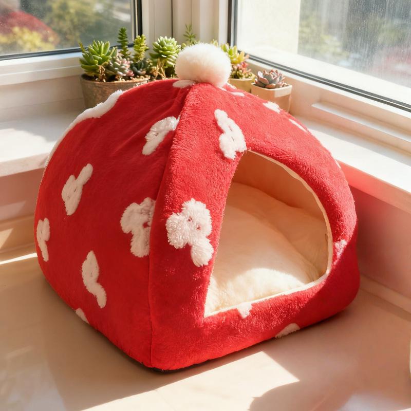 

Cozy Mushroom Pet Tent: Warm Semi-Enclosed Indoor Bed for Cats and Dogs 40*40*45cm