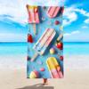Süßes Eis Strandtuch Lustiger Eis am Stiel Druck Badetuch Sommer Erdbeer-Dessert Grafik Badetuch Kawaii Poolhandtuch