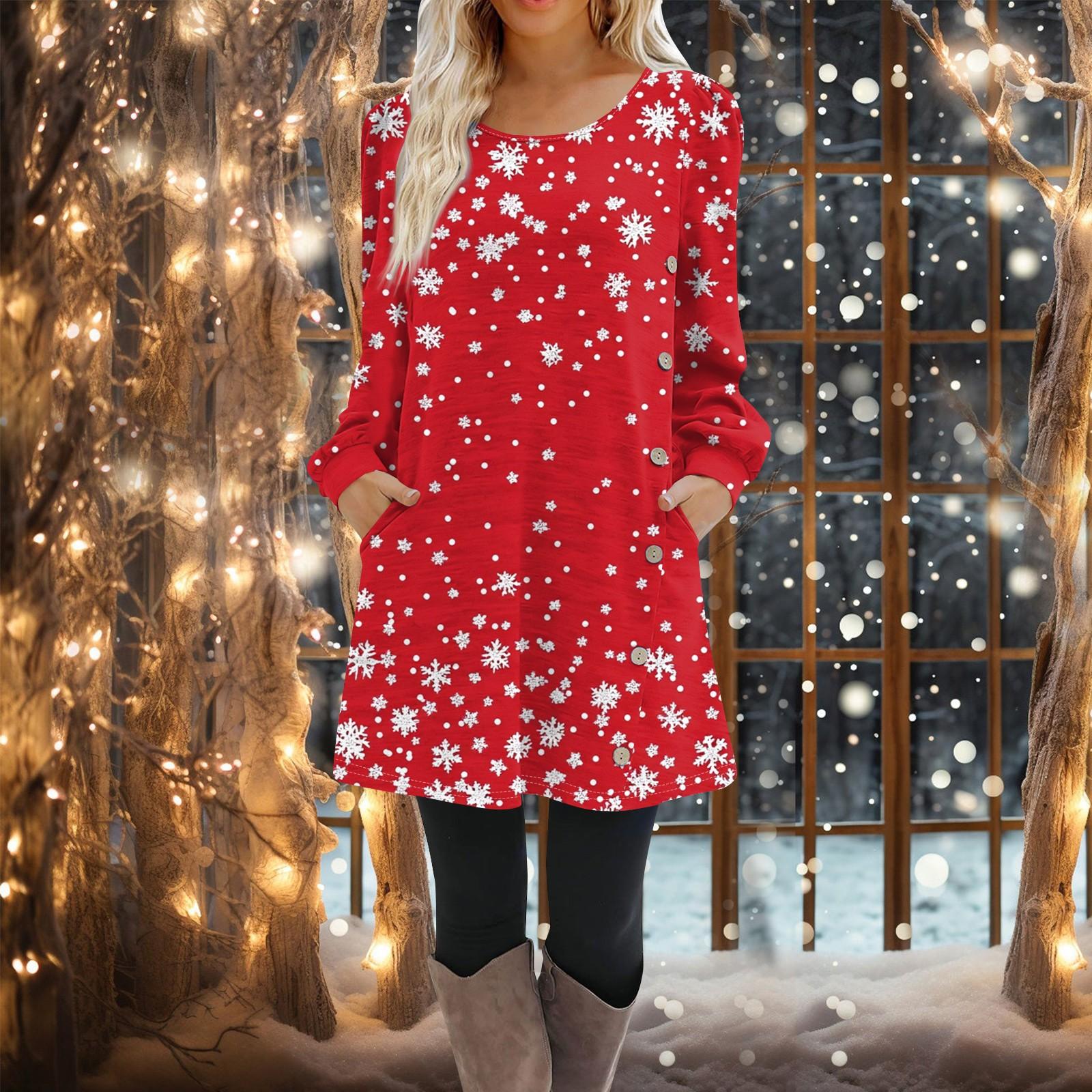 

Женское платье-трапеция с длинным рукавом, повседневное платье-пуловер свободного кроя на пуговицах с карманами XL арбуз красный