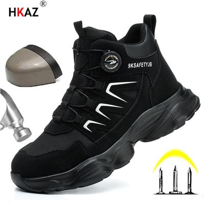 Rotary Button Safety Shoes Men Steel Toe Sneakers Puncture Proof Work Safety Boots Air Cushion Sport Work Shoes Anti-smash Boots