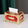 European-Style Tissue Box Living Room Desktop Tissue Box Retro Luxury Tissue Case Rose Patterned Napkin Holder Home Decoration