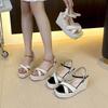Summer women's sandals platform summer new fashion color matching muffin bottom woven wedge heel high heels
