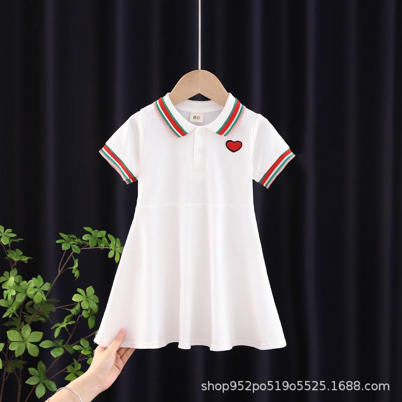 Stylish Summer Dress for Toddler Girls (1-3 Years) - Striped Lapel, Short-Sleeved, Pleated Skirt