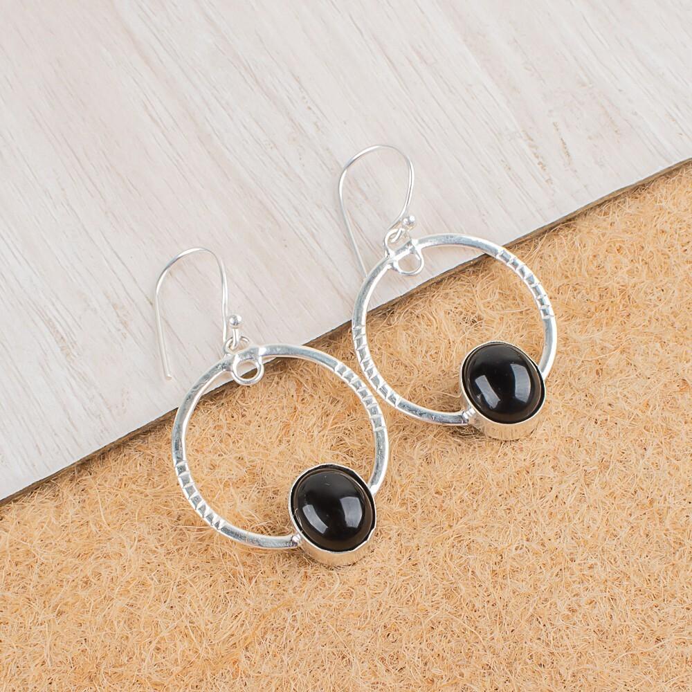 

Black Tourmaline Gemstone 925 Sterling Silver Handcrafted Jewelry Earrings 1.37 EE-67-33