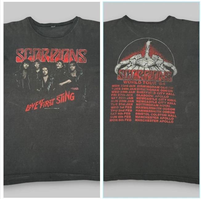 

SCORPIONS ‘Love at First Sting Tour’ 1984, Вінтаж, вугільна футболка, Подарунок фанату Унісекс Футболка XXL