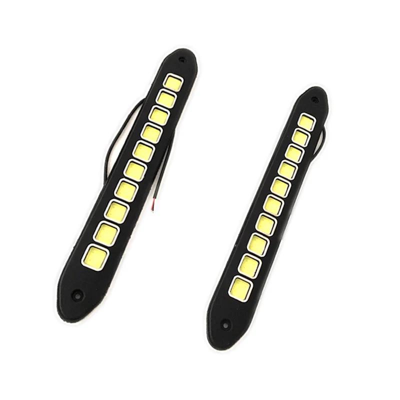 2Pcs DRL COB Car LED Daytime Running Light White Waterproof Flexible Silicone Highlight Auto COB Lamp Car Exterior Accessories