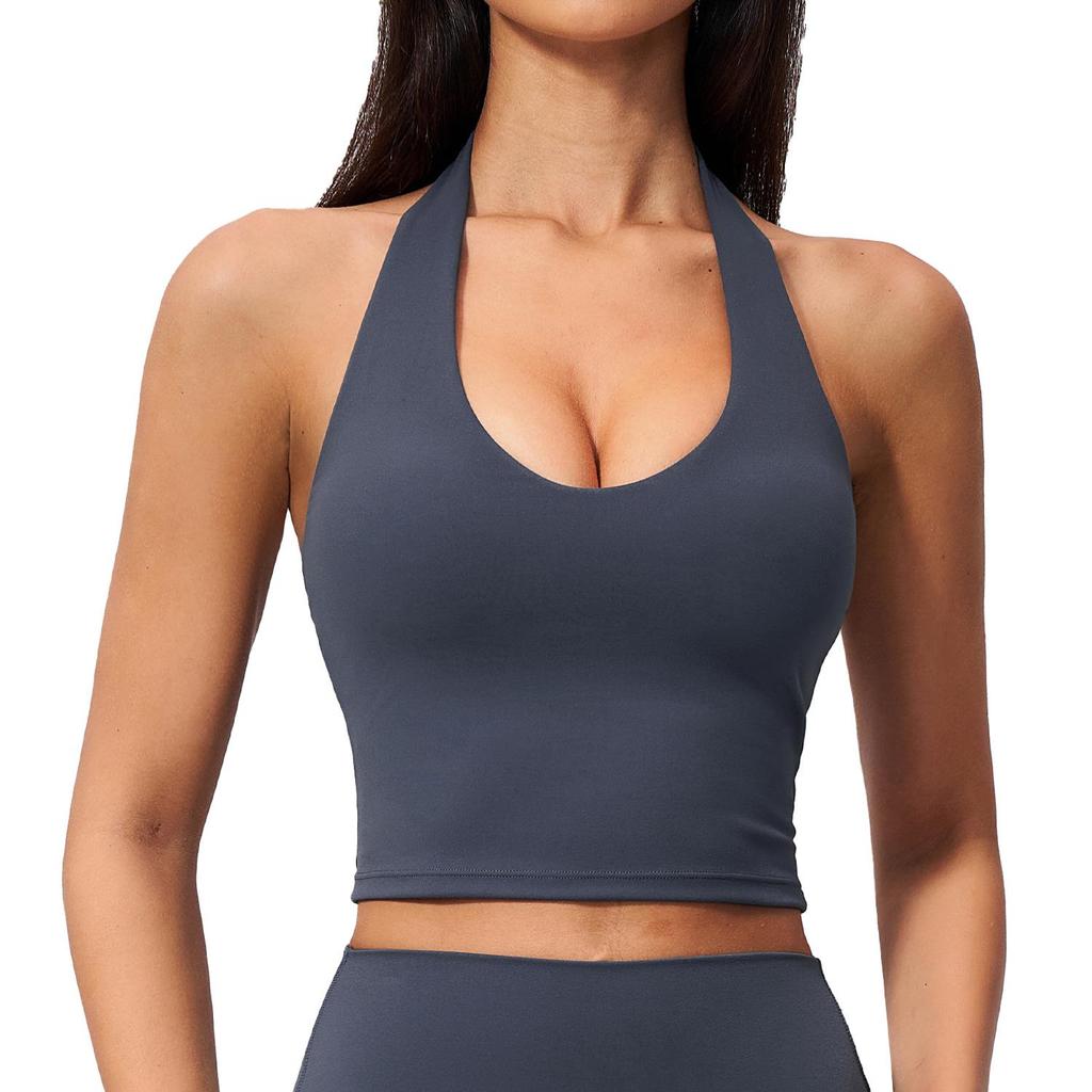 Canotta da Yoga da Donna Scollo a V Asciugatura Rapida con Scollo all'Americana, Imbottiture sul Petto e Spalline Posteriori alla Moda - Modello 5529