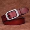 Womens Genuine Leather Belt With Metal Pin Buckle Motorcycle Riding Casual Wear Adjustable Waistband Fashion Accessory