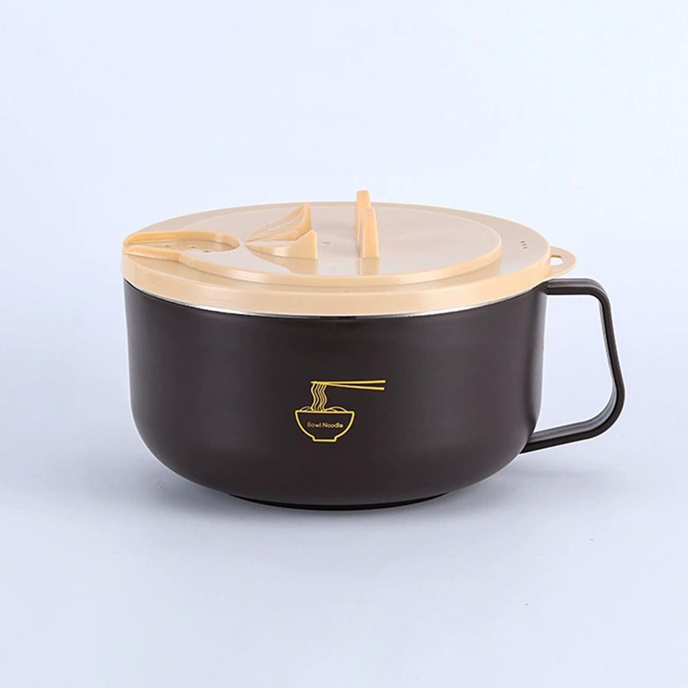 304 Stainless Steel Ramen Bowl with Lid Heat Resistant Noodle Cooker Bowl Instant Noodles Kitchen Tableware Accessory Bowl With