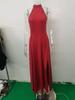 2025 Summer Women's Fashion: Sexy Slit Halter Neck Evening Gown – High-End Feel Long Skirt