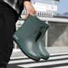Fashion Men's Rain Shoes Medium Tube Rain Boots Non-slip Water Shoes Couple Velvet Rubber Shoes Kitchen Car Wash Fishing Work Shoes