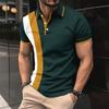 Men's Casual Chest Printed Lapel Button Versatile T-shirt