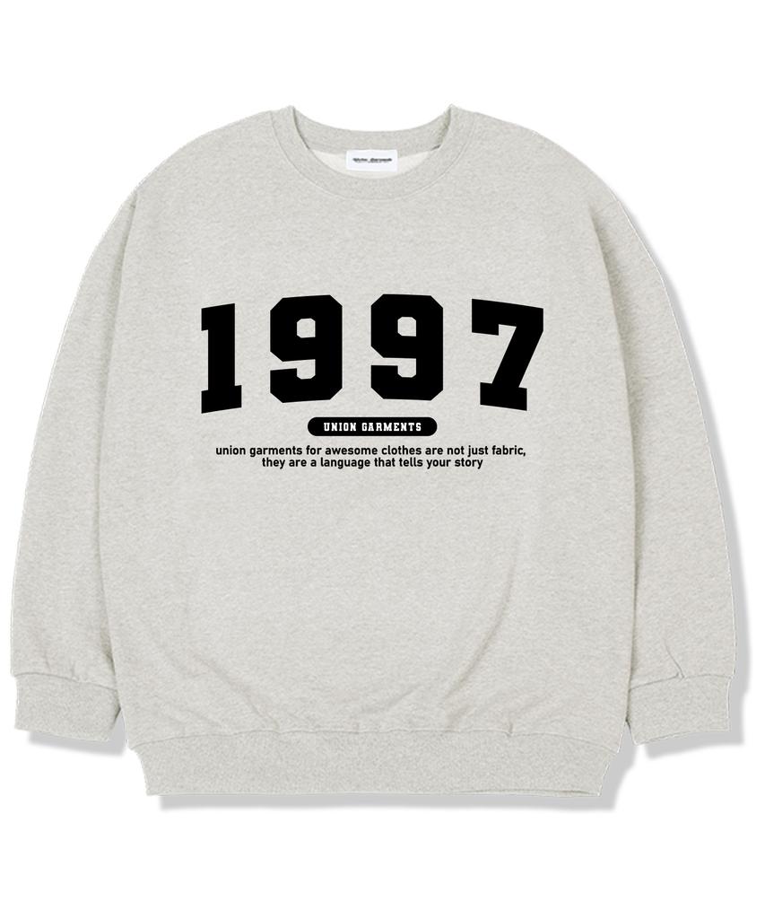 UNION GARMENTS 1997 Number Logo Fleece-Lined Oversized Sweatshirt Oatmeal