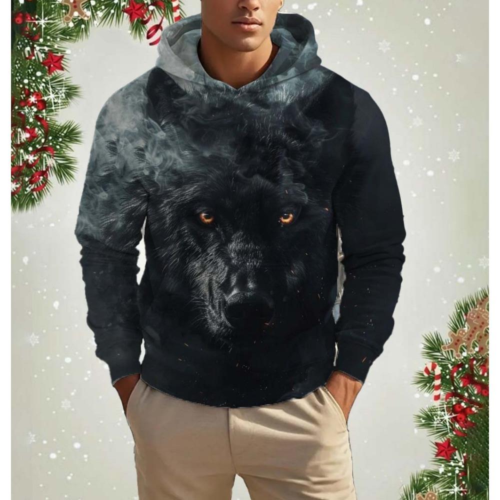 Fashion Animal Wolf 3D Print Men s Hoodies Top Autumn Fashion Casual Long Sleeved Pullover Oversized Sweatshirts Unisex Clothing 5XL 1980₽