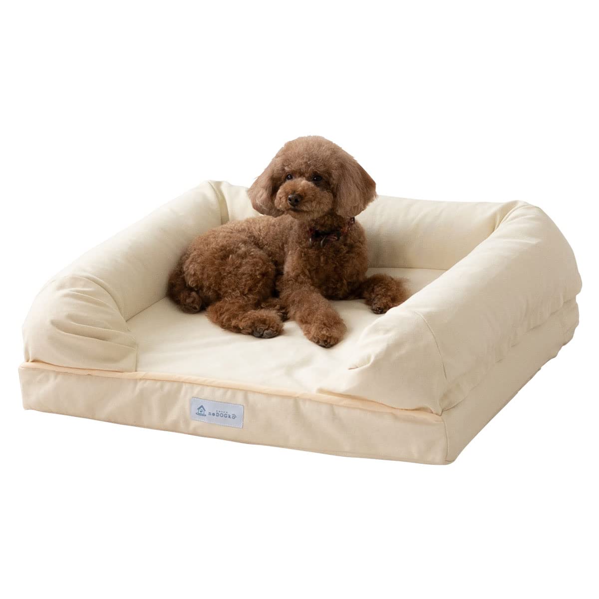 

neDOGko 3D Puppy Bed, Urethane Foam, for Dogs, Cats, and Pets, Medium, Cream Ivory, Washable, Standing Support, Durable, Emool