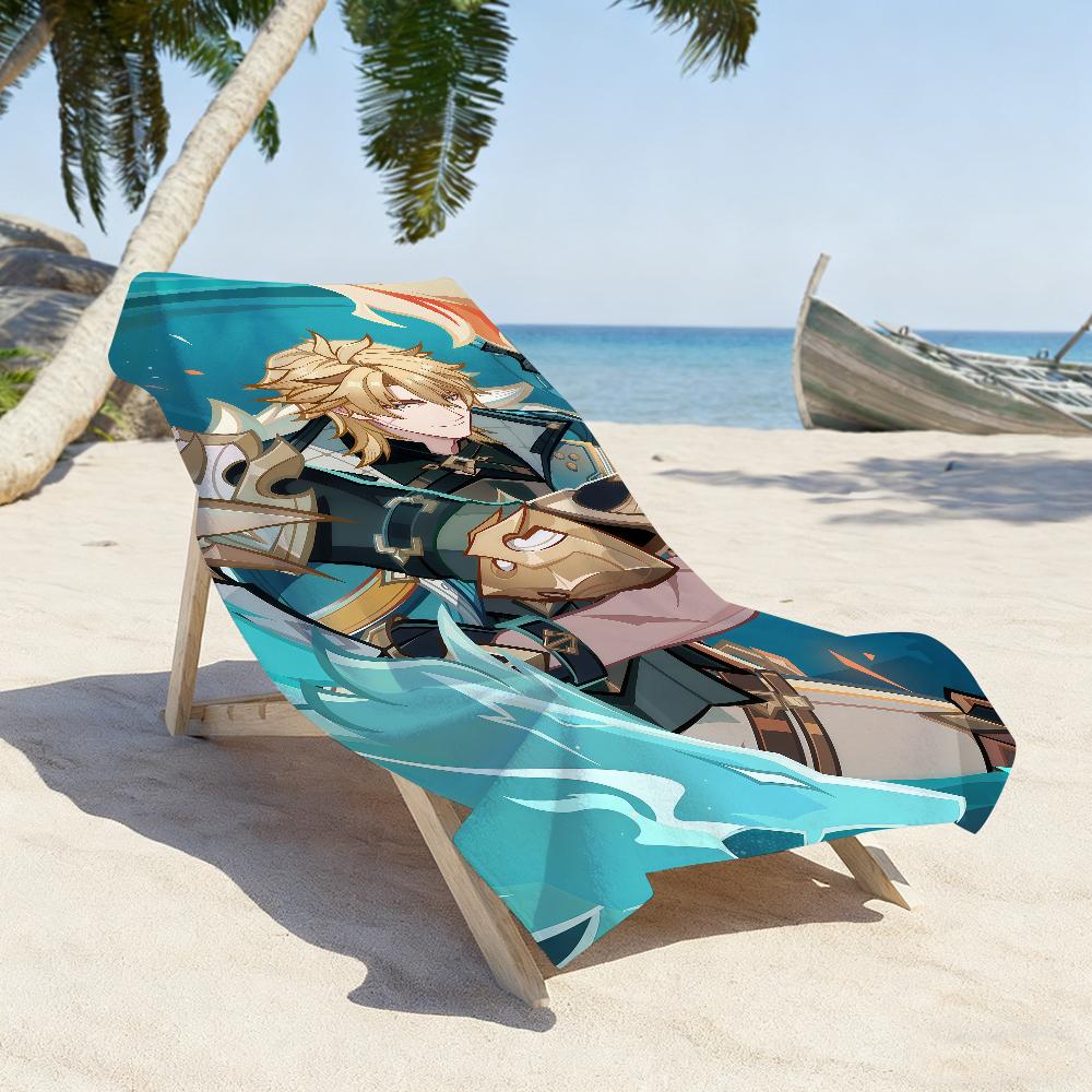 Game Genshin Impact Varka Towel Sports Quick Dry Travel Camping Gear Sandproof Soft Light Large Beach Towel
