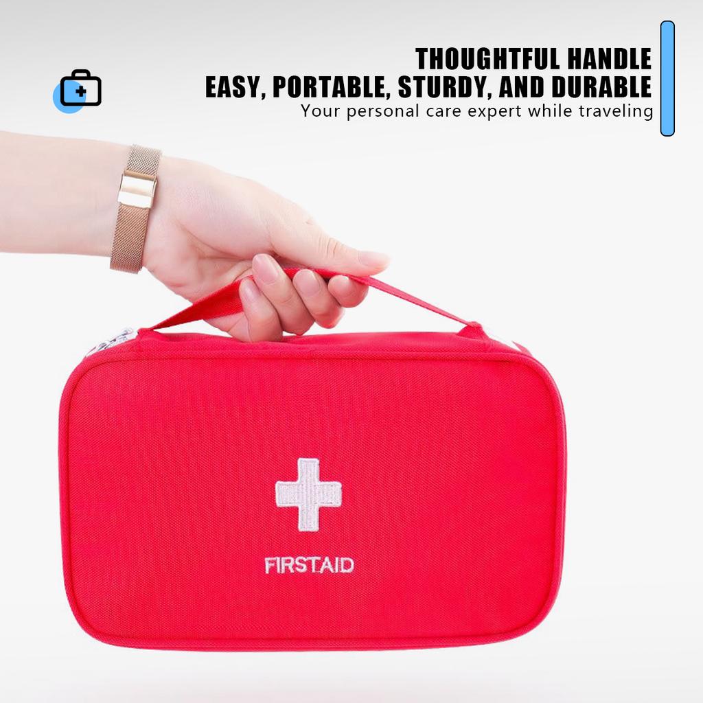 1pc Red First Aid Kit Emergency Survival Bag Handbag Trauma Bag Compact Rescue Tote Bag Portable Medicine Storage Bag