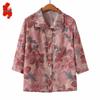 Elderly Women's Summer Floral Lapel Shirt
