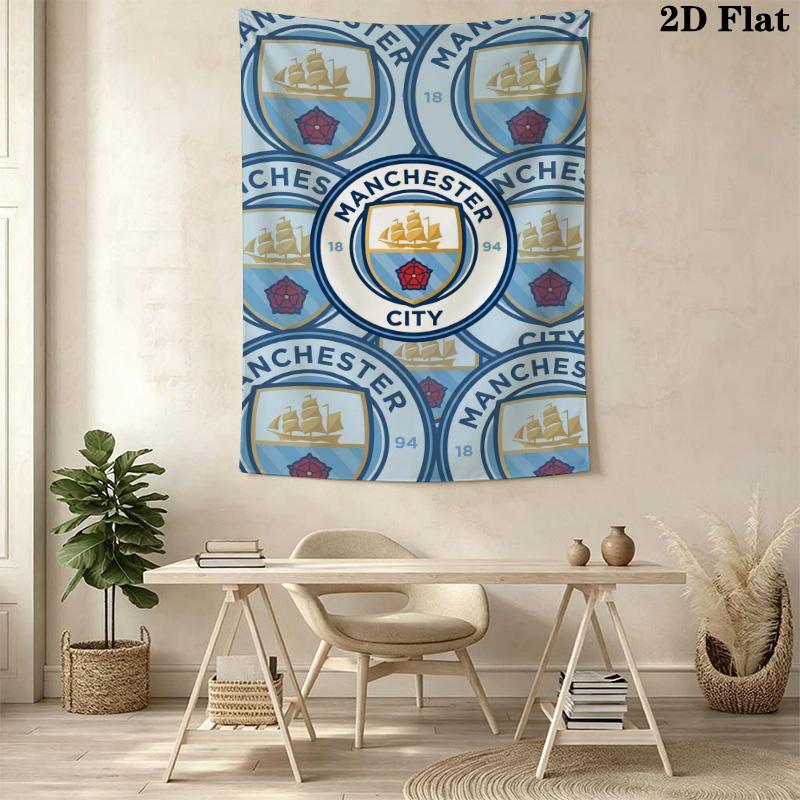 Manchester Football Club Logo Tapestry Fashion Print Background Cloth Background Wall Hanging Cloth Homestay Soft Decoration Tapestry Work Of Art