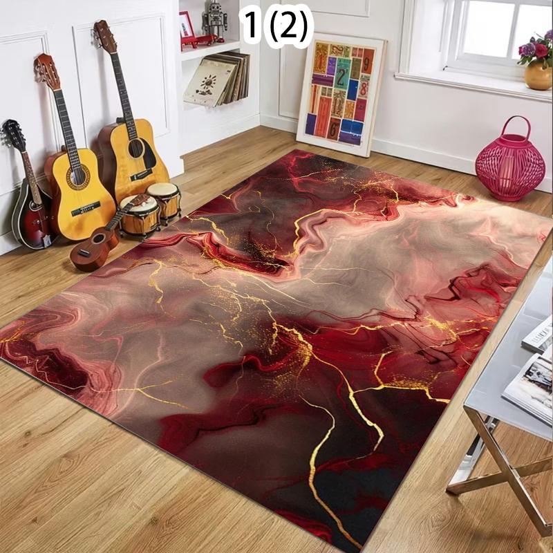 

Luxury Red Gold Marble Abstract Area Rug Carpet Mat Non-Slip Soft Easy Clean Large Size for Living Room Bedroom Glam Decor 40X60cm