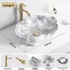 Tengxiang Marble Pattern Ceramic Single Basin Countertop Integrated Sink