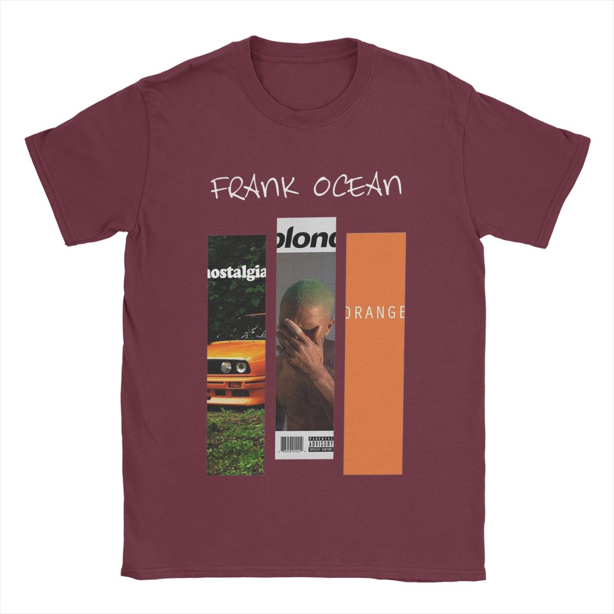 

Футболка Franks Oceans Albums для мужчин, новинка, 100% хлопок, футболки с круглым вырезом и коротким рукавом, одежда больших размеров XXXXXL бордовый