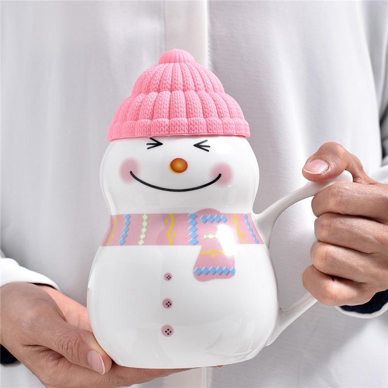 Cute Snowman Ceramic Mug Coffee Milk Couple Water Cup Christmas Winter Gift Girl Cup