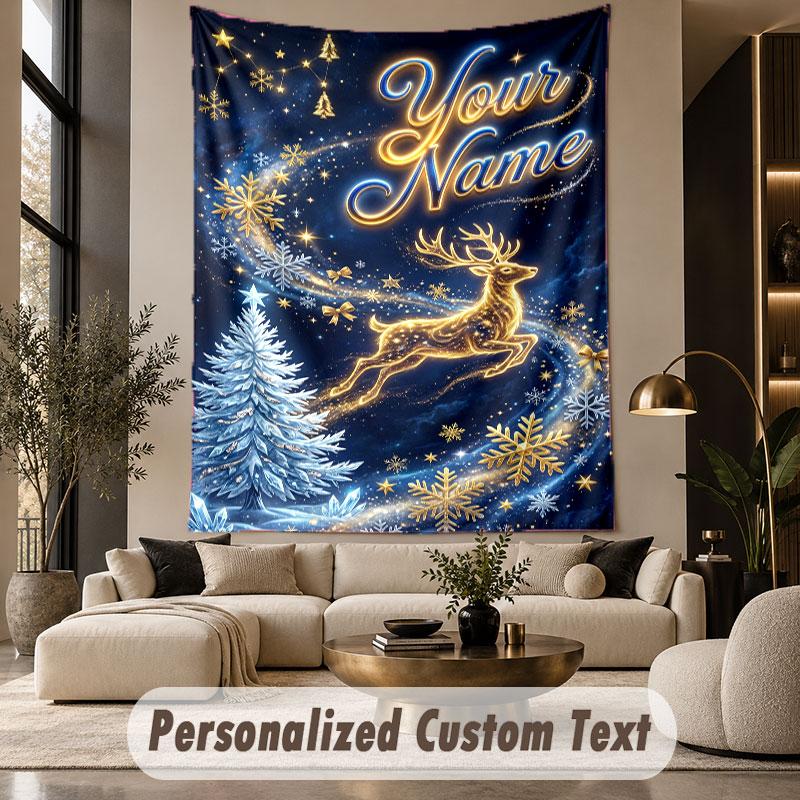 Natal (72) Tapeçaria de Parede Temática Personalizada Com Nome Texto Tapeçaria Pendurada Personalizada Para Decoração de Quarto Sala de Estar