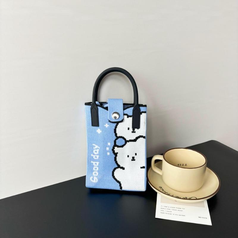 Premium Sense Ns Mobile Phone Bag New Cartoon Knitted Bag Dopamine Niche Versatile Messenger Shoulder Bag Handbag