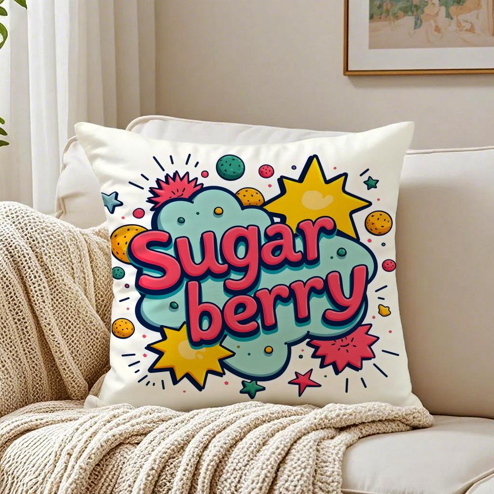 Fashionable American Graffiti Prints Cushion Cover Linen Pillowcase Soft for Sofa Bed Home Room Decor