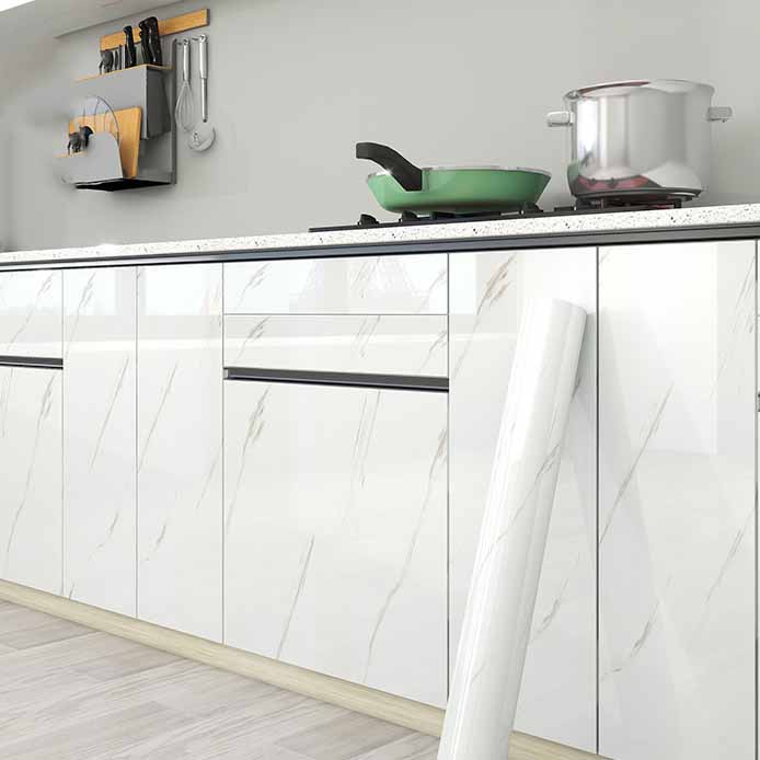 Thickened Waterproof Oilproof Self-Adhesive Marble Vinyl Film Kitchen Cabinet Door Decorative Cover Furniture Renovation Sticker