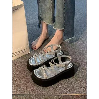 Spring and Summer Versatile Fairy Style with Skirt Rhinestone Roman Beach Shoes Platform Sandals Women