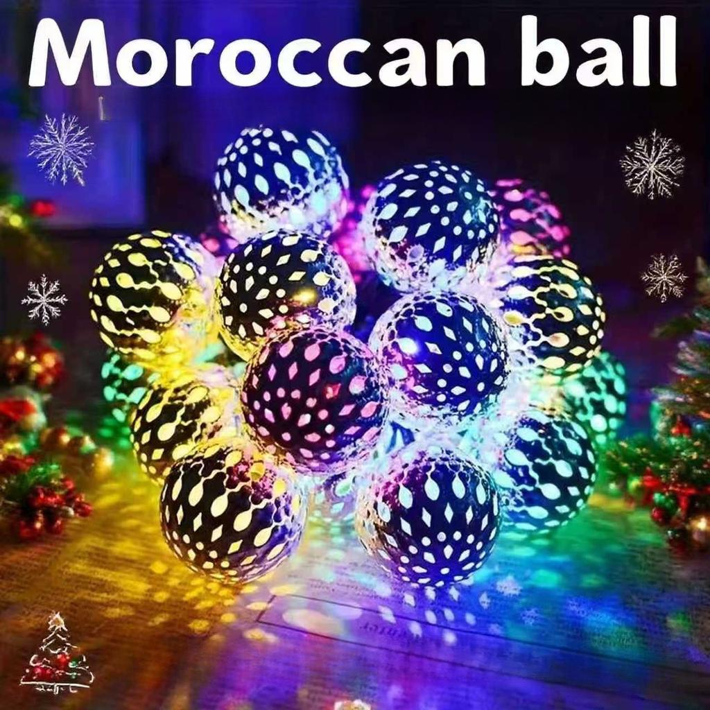 Kaufe Marokkanische Kugel Lichterkette Außen Kugel Lichterkette Mehrfarbig Hängende Festivalglocke Geeignet für Hof, Weihnachten, Hochzeit, Partydekoration zum Preis ab 3.44