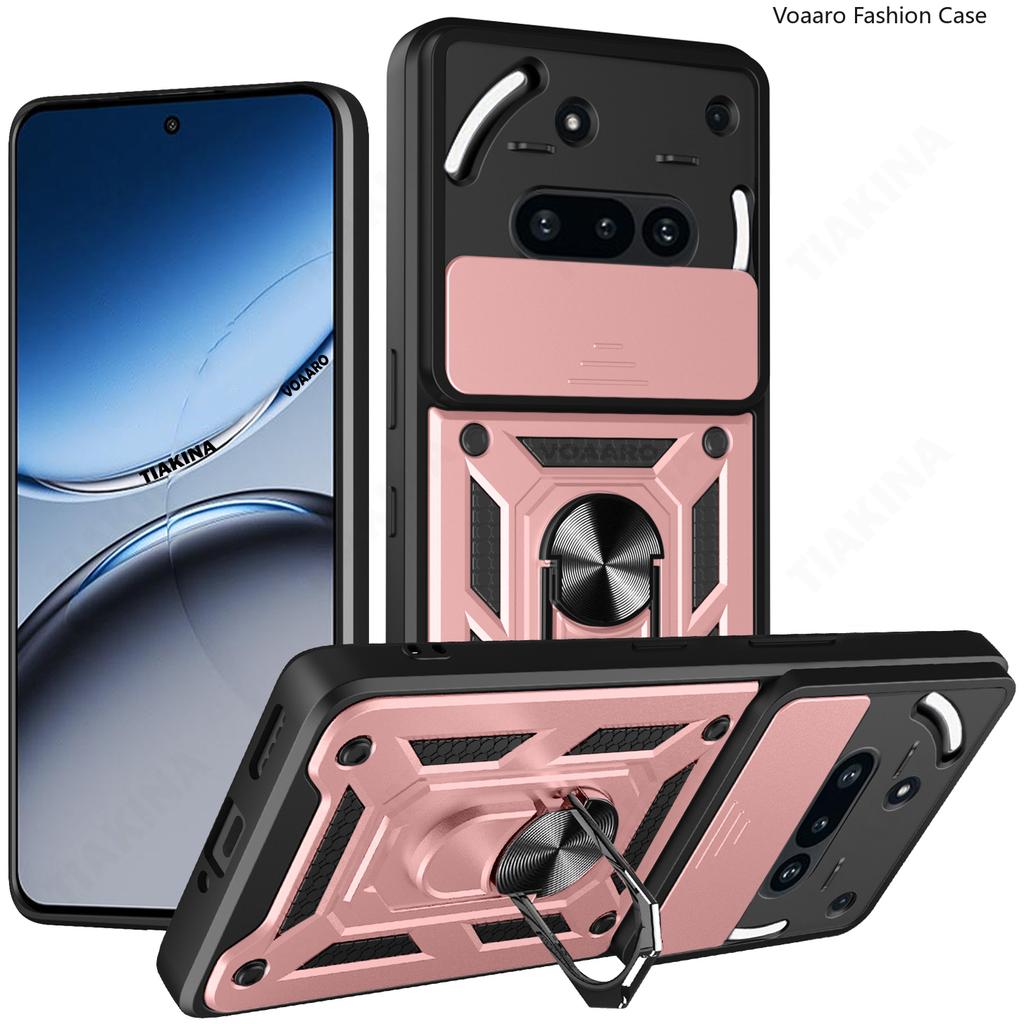 Slide Camera Lens Armor Funda for Nothing Phone 3A Case for Nothing Phone 3A Case Magnetic Ring Stand Holder Anti-knock Cover
